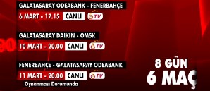 Galatasaray Televizyonu'nda 8 Günde 6 Maç